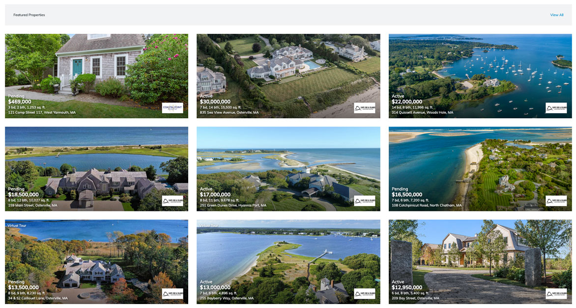 section of homepage featuring 9 listings from mls
