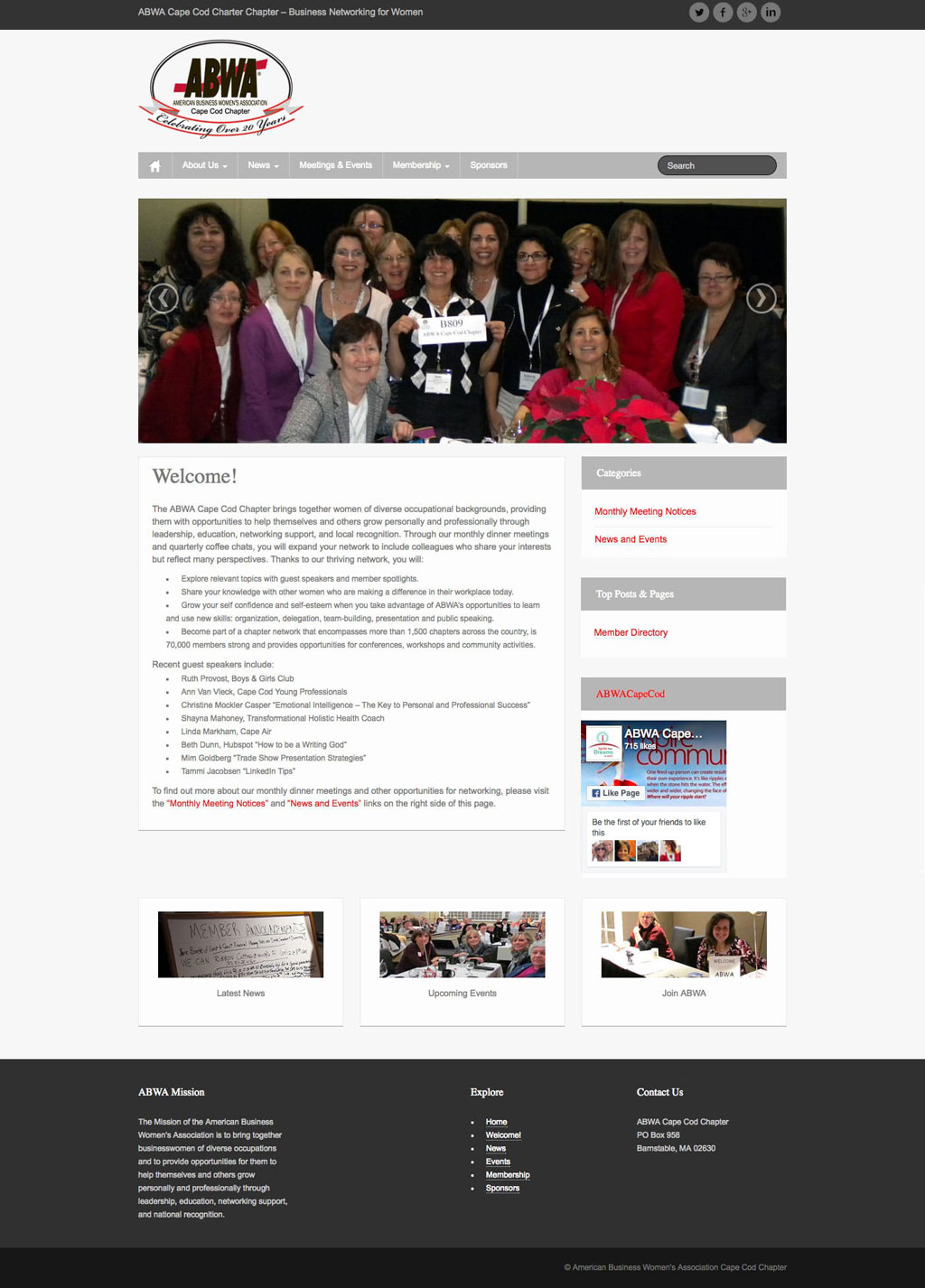 screenshot of ABWACapecod.org
