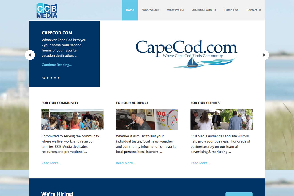 screenshot of homepage of ccb-media.com