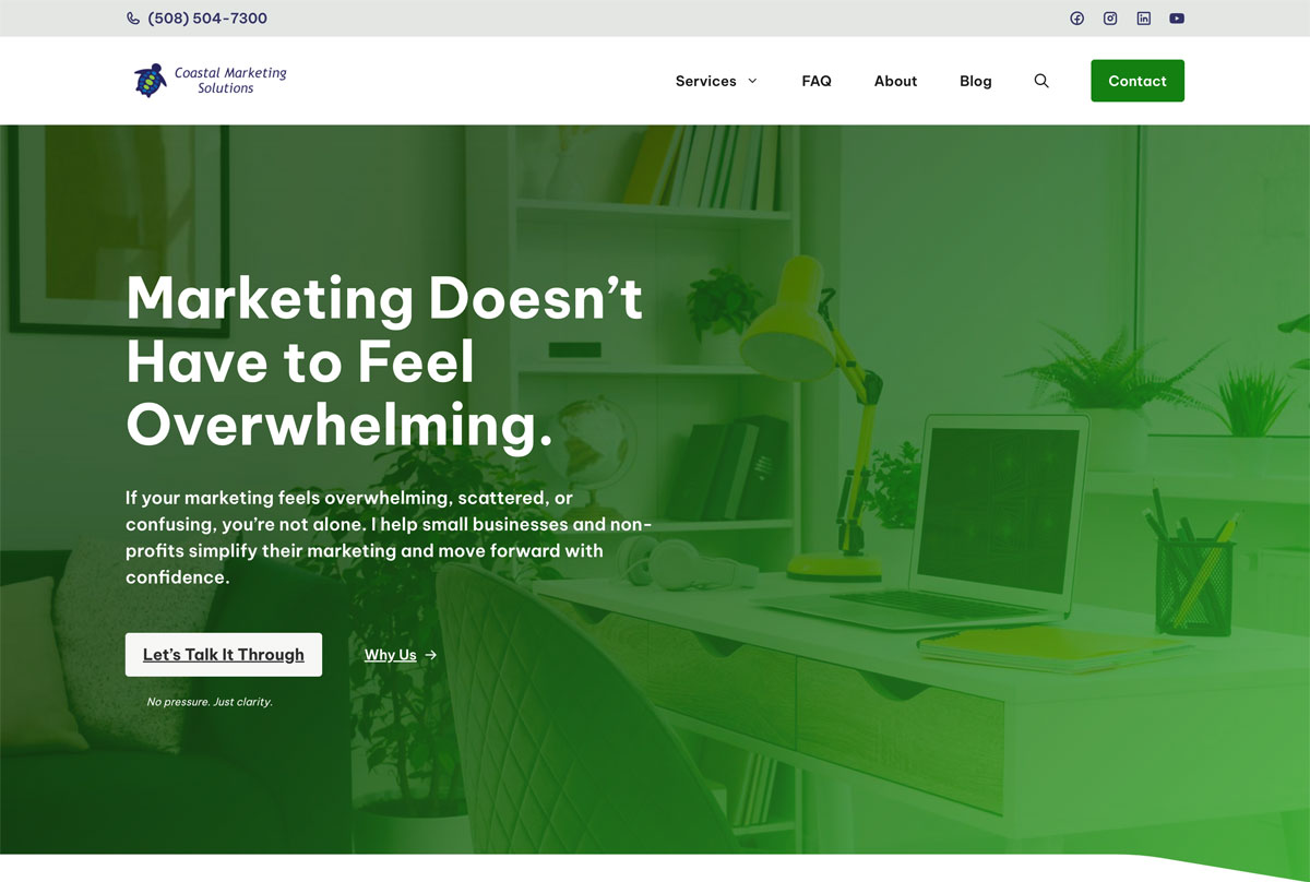 screenshot of 2026 homepage of CoastalMarketingGeek.com