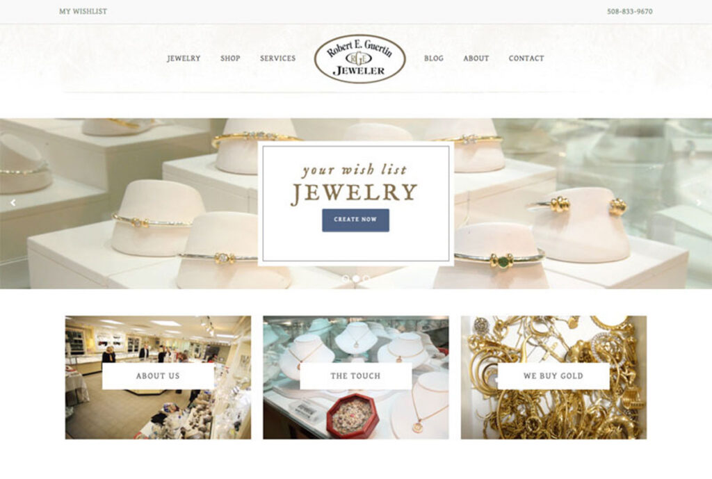 screenshot of Robert Guertin Jeweler website