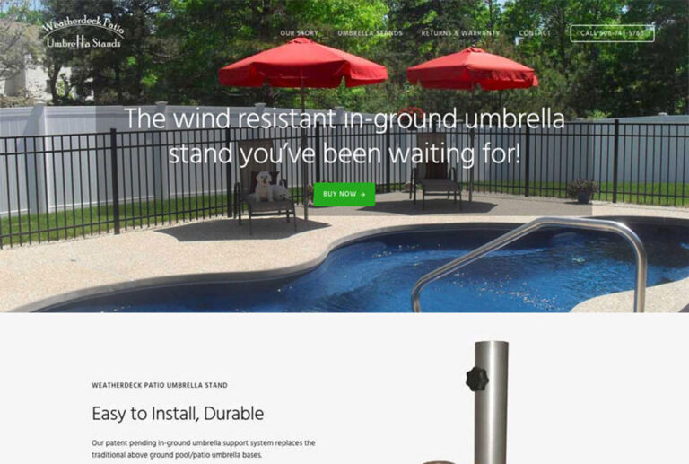 screenshot of Weatherdeck Patio Umbrella Stands website featured