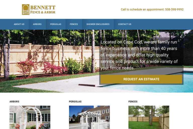 screenshot of Bennett Fence website