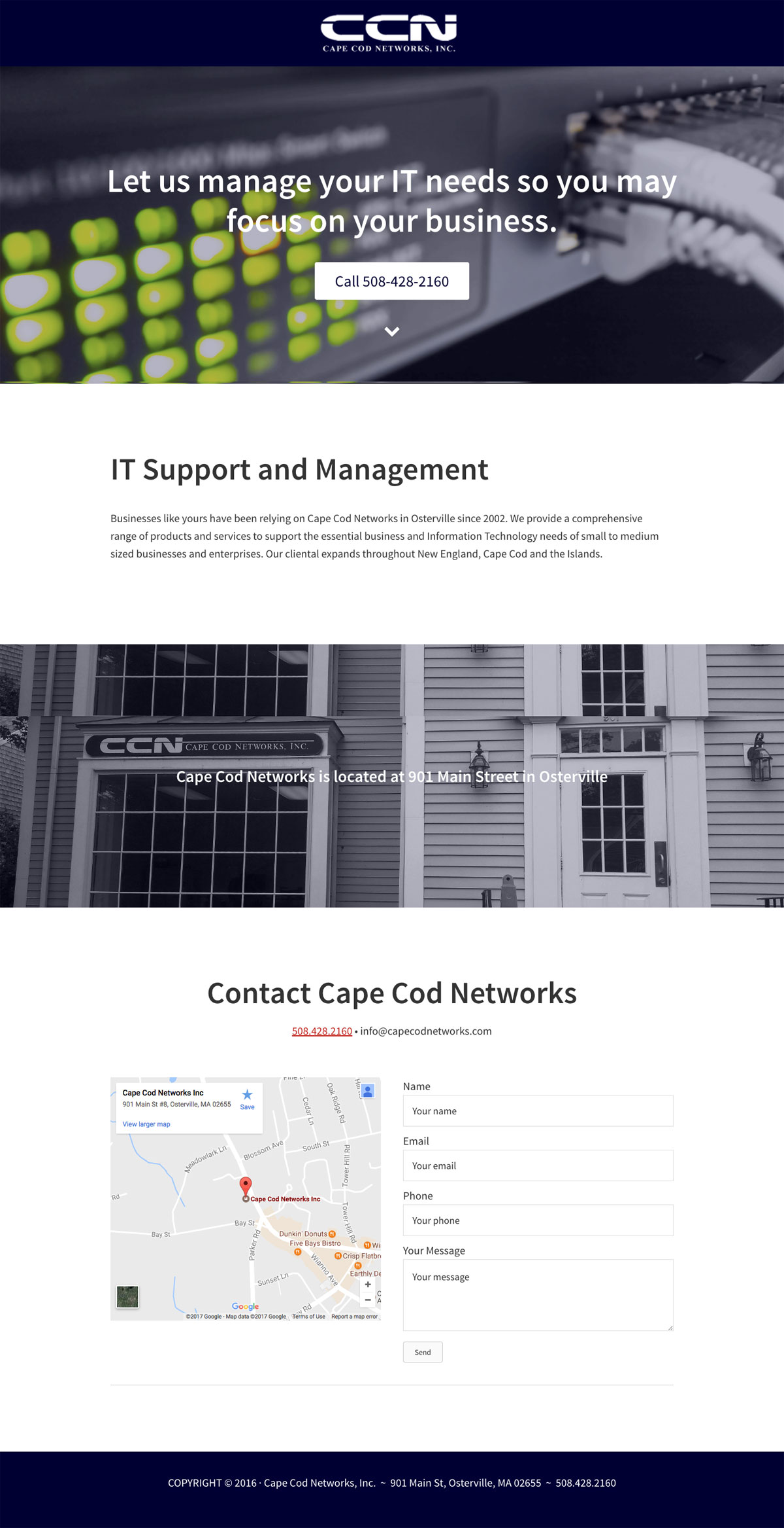 screenshot of full home page of CapeCodNetworks.com