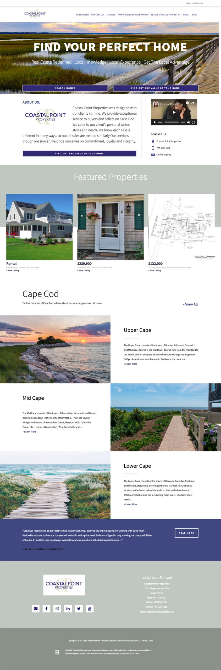screenshot of homepage for CoastalPointProperties.com