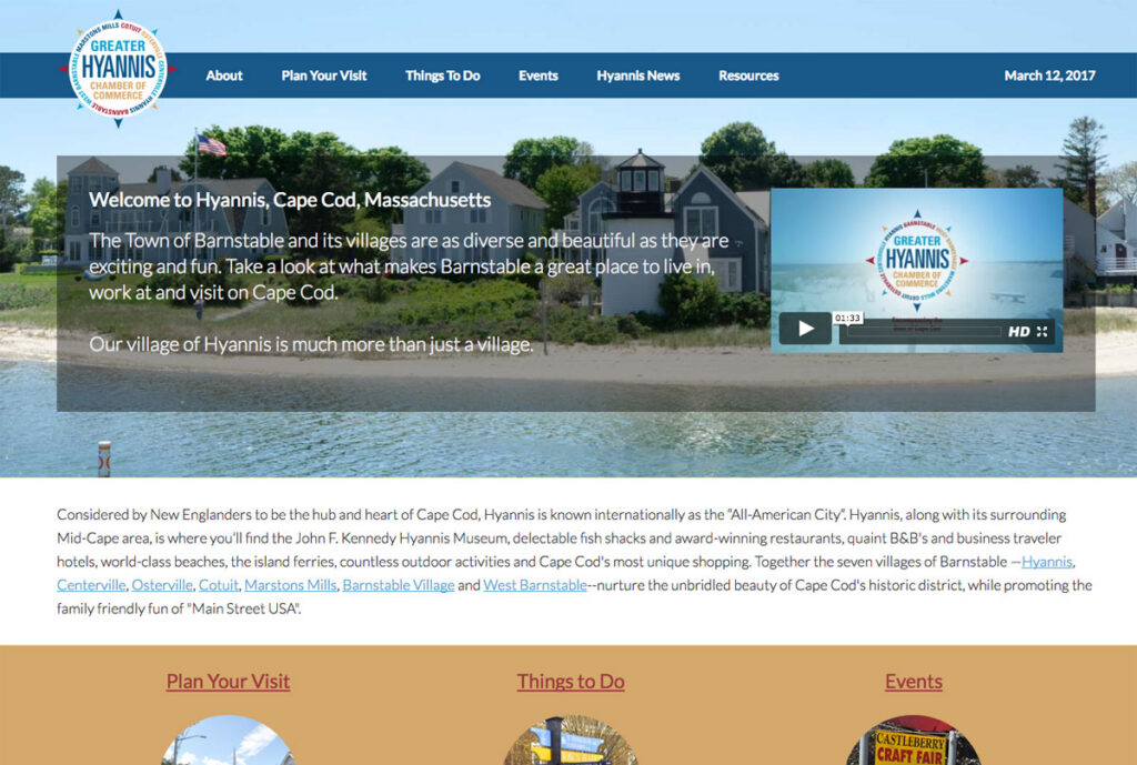 screenshot of Hyannis.com