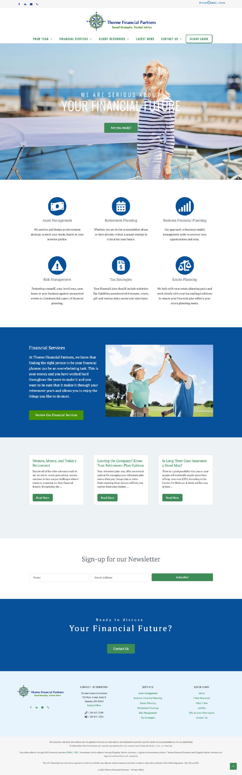 Thorne Financial Partners homepage screenshot of Thorne Financial Partners homepage