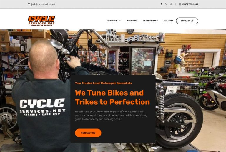 screenshot of CycleServices.net
