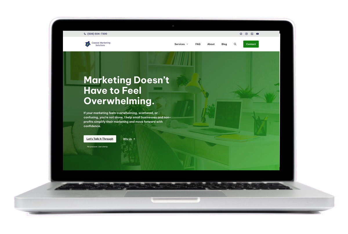 screenshot of website design on laptop